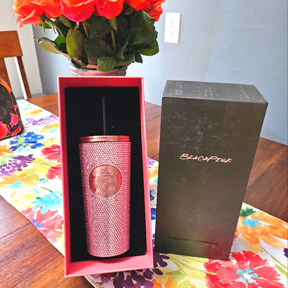 New In Box Starbucks rose gold limited rhinestone tumbler.  Black Pink edition.